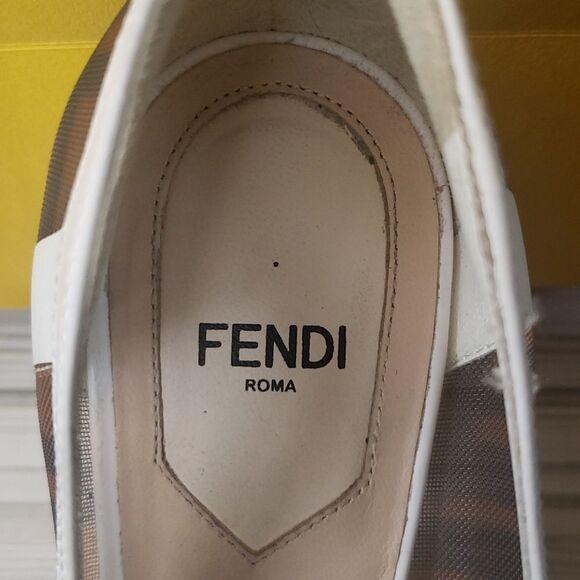 FENDI Colibri FF Monogram Mesh And Leather Heels - Picture 7 of 12